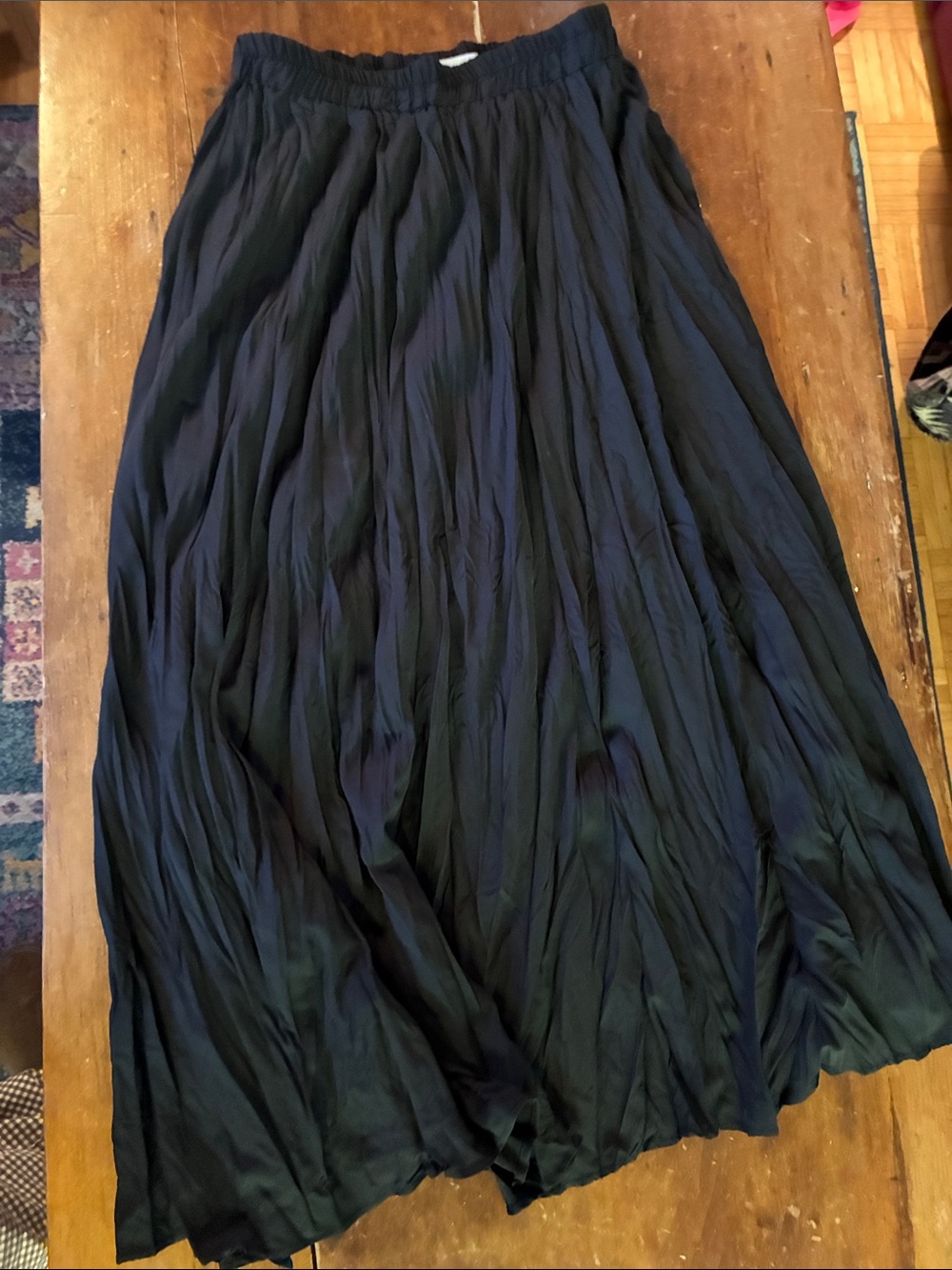 OAK + FORT Black Crinkle Maxi Skirt Elastic Waist Minimalist
